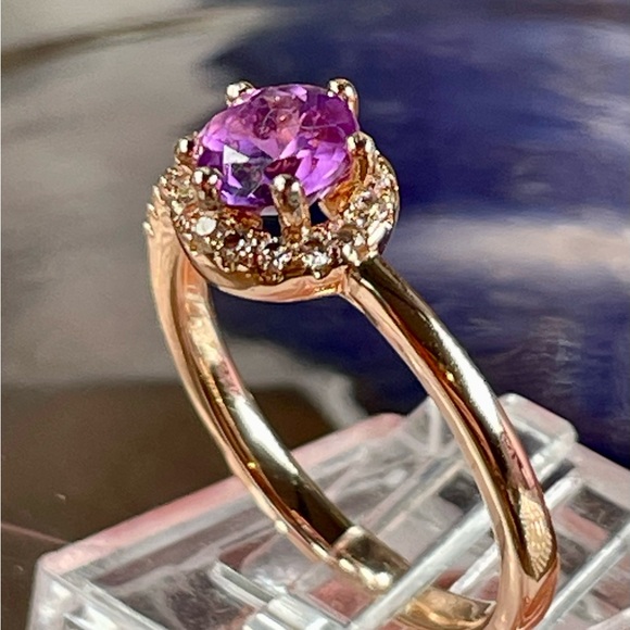 1.2ct Lav/Pink Sapphire 14K Rose Rolled Gold Ring - Picture 6 of 8